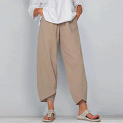 Women's Vintage Print Cargo Pants - High Waist Straight Leg Trousers