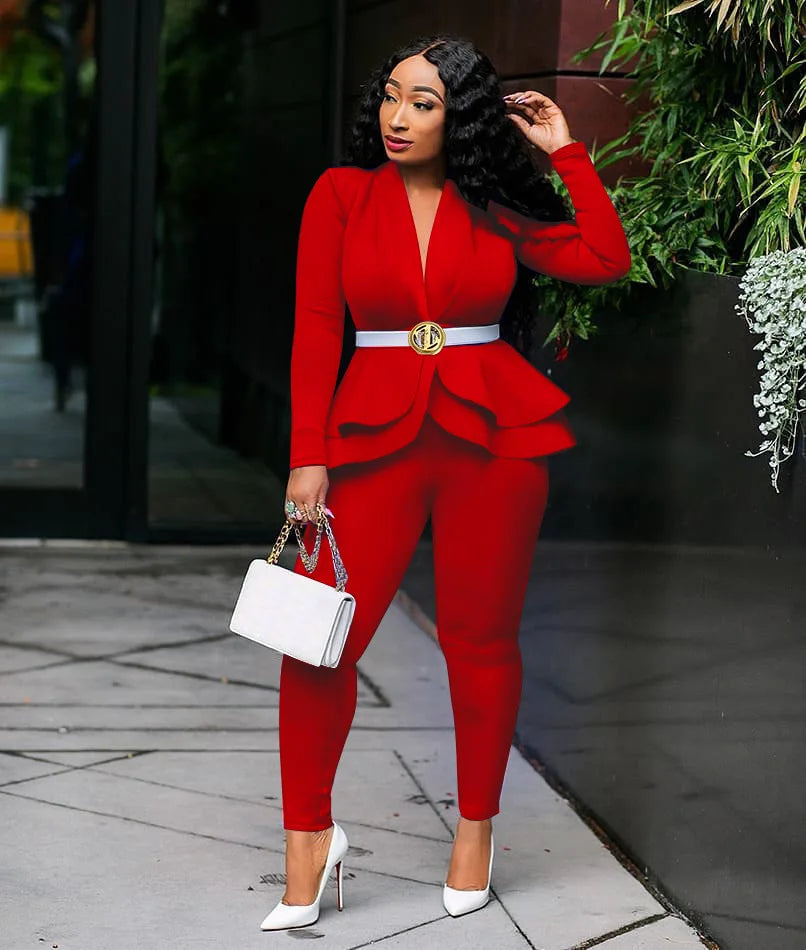 ✨ Women’s Winter 2-Piece Set – Knee-Length Hollow-Out Shirt & Full-Length Pants | Ensemble 2 pièces d’hiver pour femme – Chemise mi-longue ajourée et pantalon long