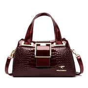 Women’s Patent Leather Shoulder Bag – Alligator Pattern Tote