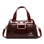 Load image into Gallery viewer, Women’s Patent Leather Shoulder Bag – Alligator Pattern Tote
