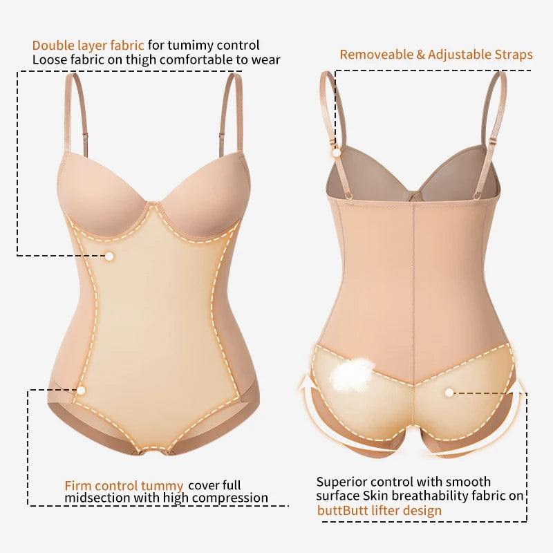 Tummy Control Shapewear Bodysuit with Bra & Butt Lifter