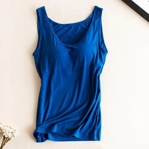 Women’s Padded Camisole with Built-In Bra – Modal Stretch Tank