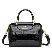 Alligator-Pattern Boston Handbag - Luxury PU Leather Bag