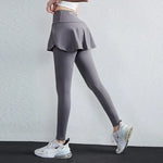 Load image into Gallery viewer, High-Waist Yoga Leggings with Skirt – Push-Up &amp; Pockets
