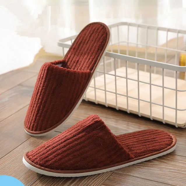Disposable Hotel Spa Slippers – 5 Pairs Plush Cotton Slides