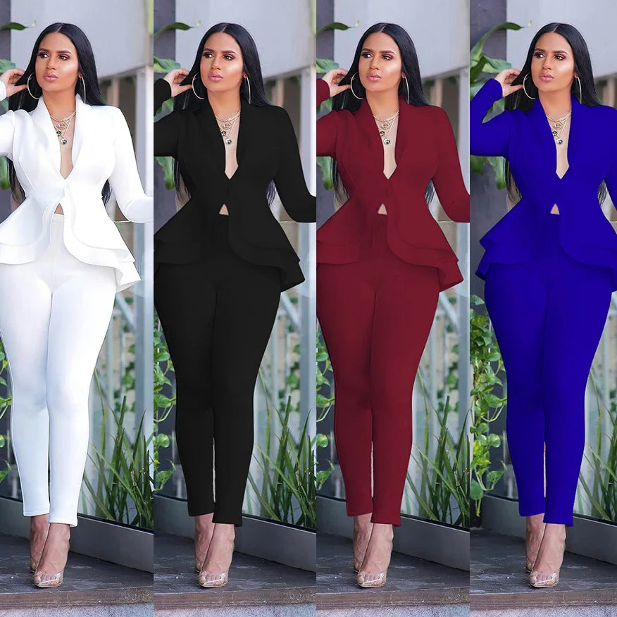 ✨ Women’s Winter 2-Piece Set – Knee-Length Hollow-Out Shirt & Full-Length Pants | Ensemble 2 pièces d’hiver pour femme – Chemise mi-longue ajourée et pantalon long