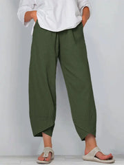 Women's Vintage Print Cargo Pants - High Waist Straight Leg Trousers