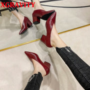 Women's Pointed Toe Pumps (Wine Chunky Heel) – Shop at OWNLUXE