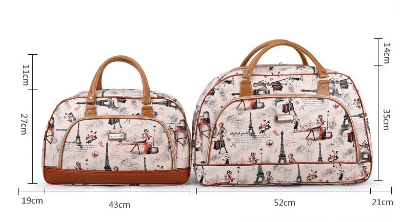 Women's PU Leather Travel Duffle Bag – Geometric Design Weekender
