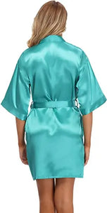 🔥 Women's Satin Kimono Robe – Short Bathrobe, Wedding Party Pajamas, S-XXL 💕