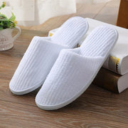 Disposable Hotel Spa Slippers – 5 Pairs Plush Cotton Slides