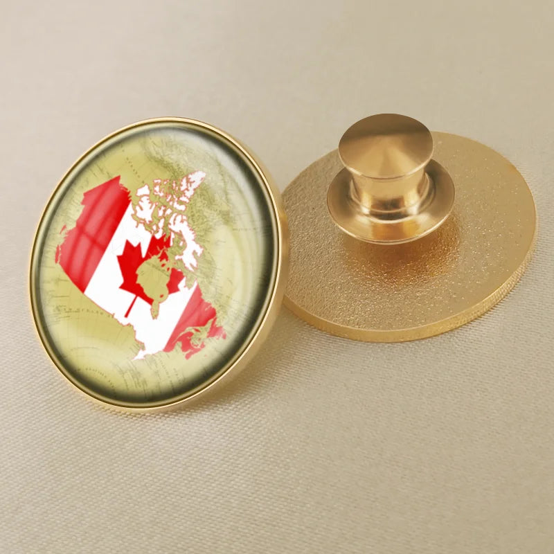 Canada Map Flag National Emblem Brooch - Lapel Pin Badge for Clothing & Official Use