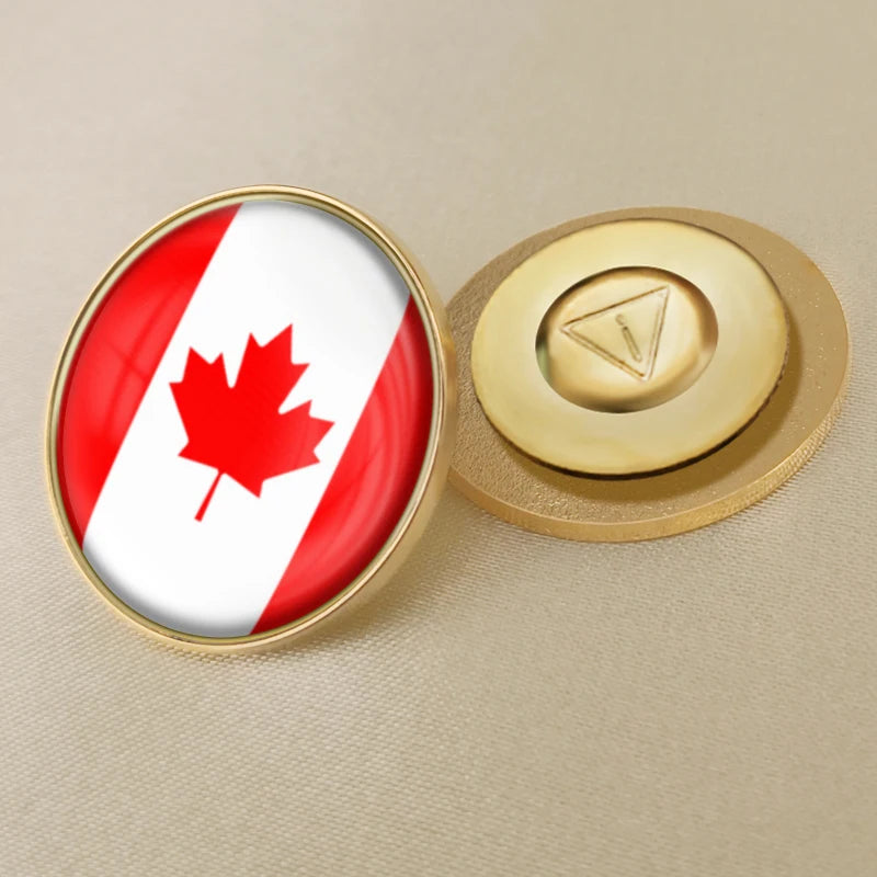 Canada Map Flag National Emblem Brooch - Lapel Pin Badge for Clothing & Official Use