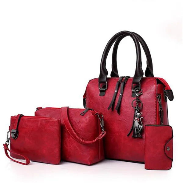 4-Piece Luxury Tassel Handbag Set - Premium Vegan Leather Shoulder Bag Collection | OWNLUXE