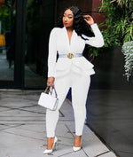 Load image into Gallery viewer, ✨ Women’s Winter 2-Piece Set – Knee-Length Hollow-Out Shirt &amp; Full-Length Pants | Ensemble 2 pièces d’hiver pour femme – Chemise mi-longue ajourée et pantalon long
