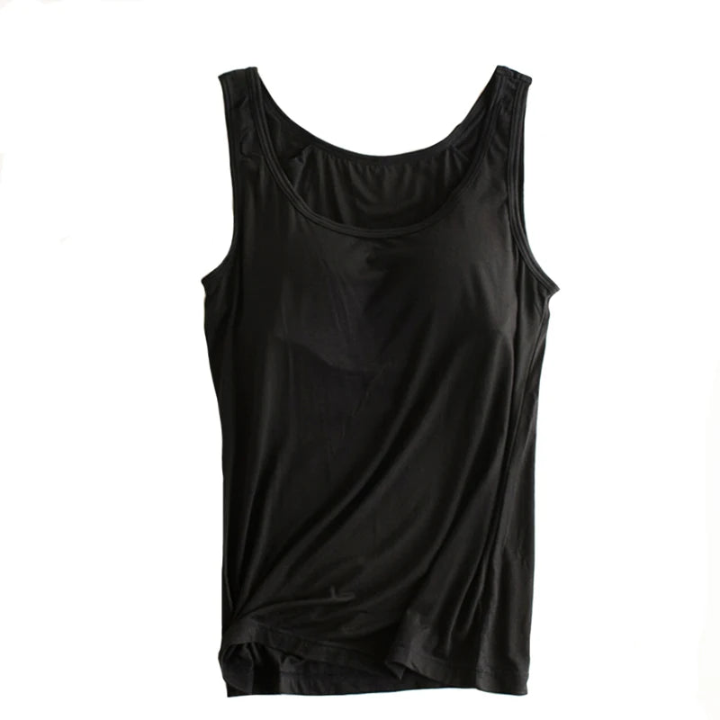 Women’s Padded Camisole with Built-In Bra – Modal Stretch Tank