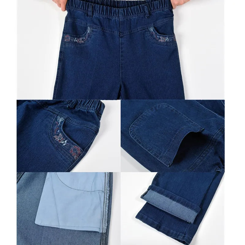 Women’s Embroidered Straight-Leg Jeans – High-Waist