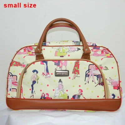 Women's PU Leather Travel Duffle Bag – Geometric Design Weekender
