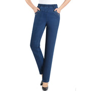 Women’s Embroidered Straight-Leg Jeans – High-Waist