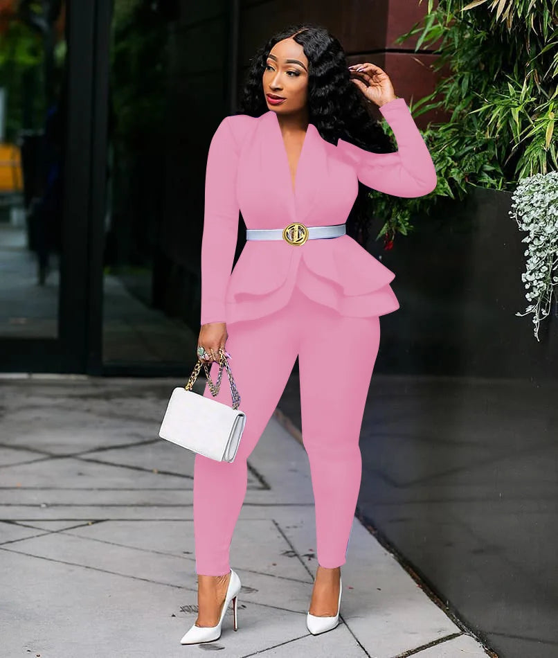 ✨ Women’s Winter 2-Piece Set – Knee-Length Hollow-Out Shirt & Full-Length Pants | Ensemble 2 pièces d’hiver pour femme – Chemise mi-longue ajourée et pantalon long