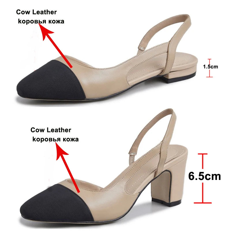 Women's Low-Heel Square-Toe Slingback Pumps | OWNLUXE