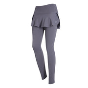 High-Waist Yoga Leggings with Skirt – Push-Up & Pockets