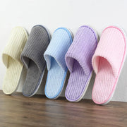Disposable Hotel Spa Slippers – 5 Pairs Plush Cotton Slides