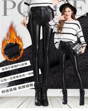 Faux Leather Leggings – High Waist Shiny Stretch