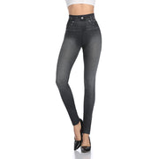 Faux Denim Leggings - High Waist Tummy Control Jeggings
