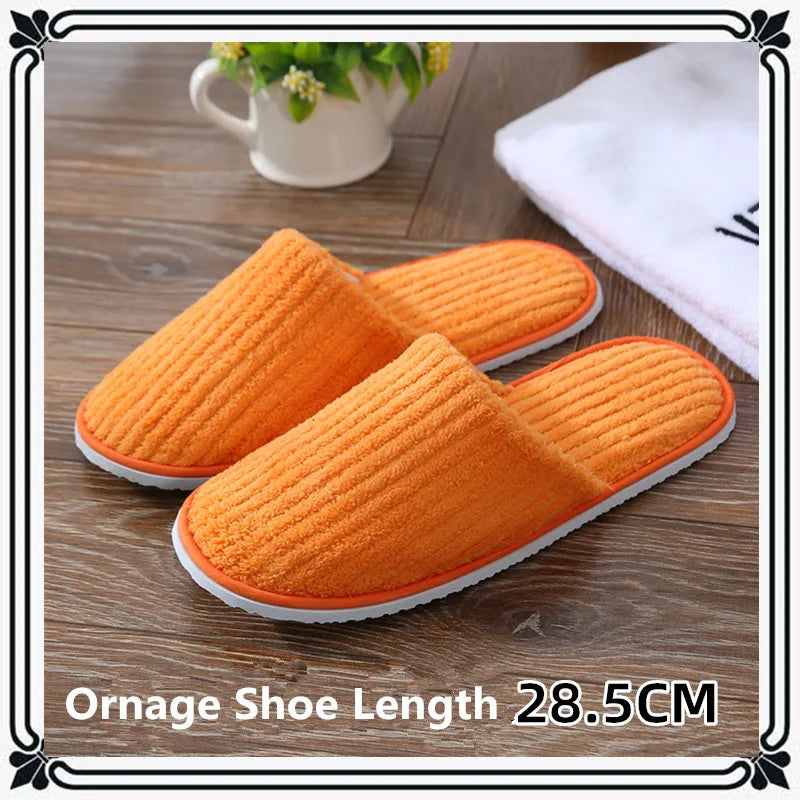 Disposable Hotel Spa Slippers – 5 Pairs Plush Cotton Slides
