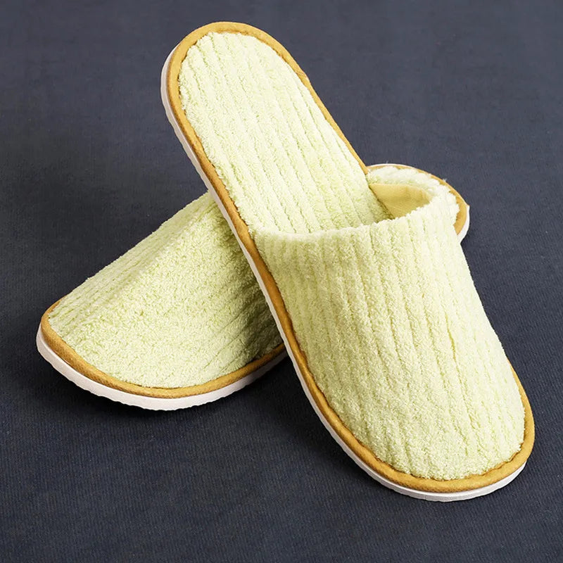 Disposable Hotel Spa Slippers – 5 Pairs Plush Cotton Slides