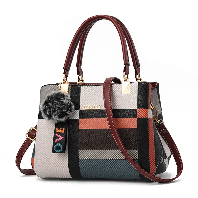 Elegant Designer Crossbody Handbag with Fur Pom-Pom | OWNLUXE