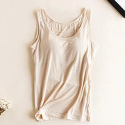 Women’s Padded Camisole with Built-In Bra – Modal Stretch Tank