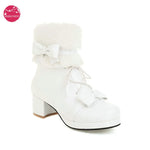 Load image into Gallery viewer, Vintage Lolita Ankle Boots – Warm Plush Lined Women’s Style
