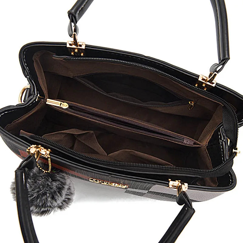 Elegant Designer Crossbody Handbag with Fur Pom-Pom | OWNLUXE