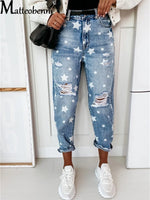 Load image into Gallery viewer, 2025 Autumn Boyfriend Jeans - Slim Ripped Jeans with Star Detail
