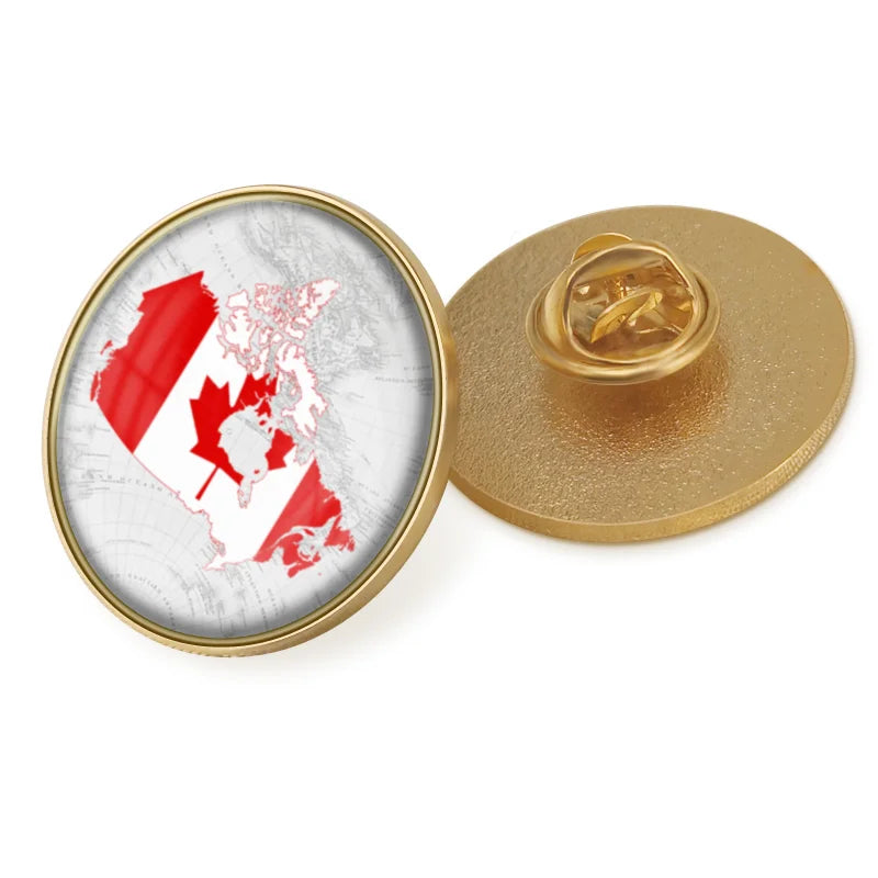 Canada Map Flag National Emblem Brooch - Lapel Pin Badge for Clothing & Official Use