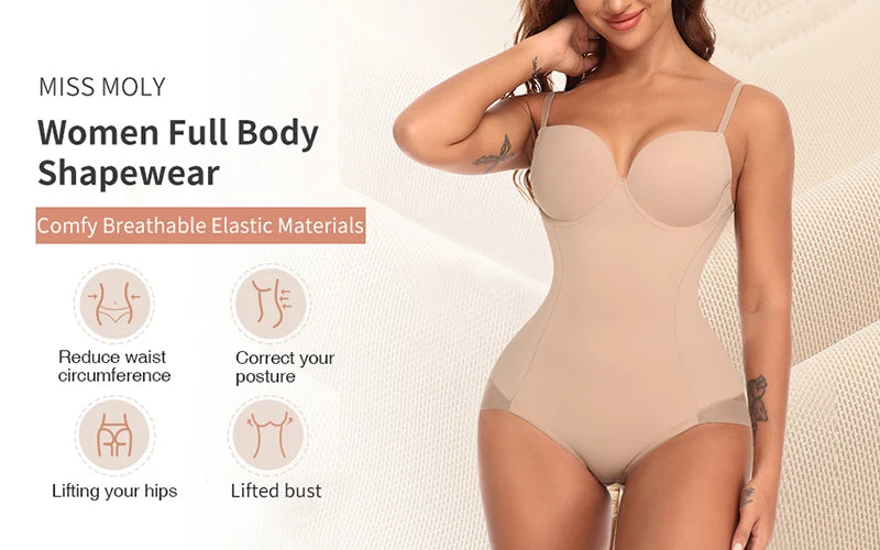 Tummy Control Shapewear Bodysuit with Bra & Butt Lifter
