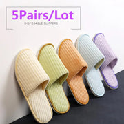 Disposable Hotel Spa Slippers – 5 Pairs Plush Cotton Slides