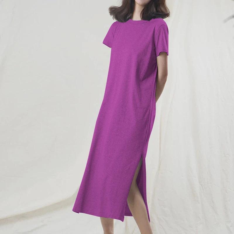 Short-Sleeve Cotton Midi Dress | OWNLUXE