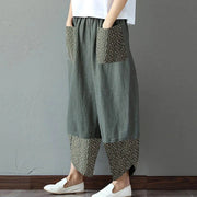 Women's Vintage Print Cargo Pants - High Waist Straight Leg Trousers