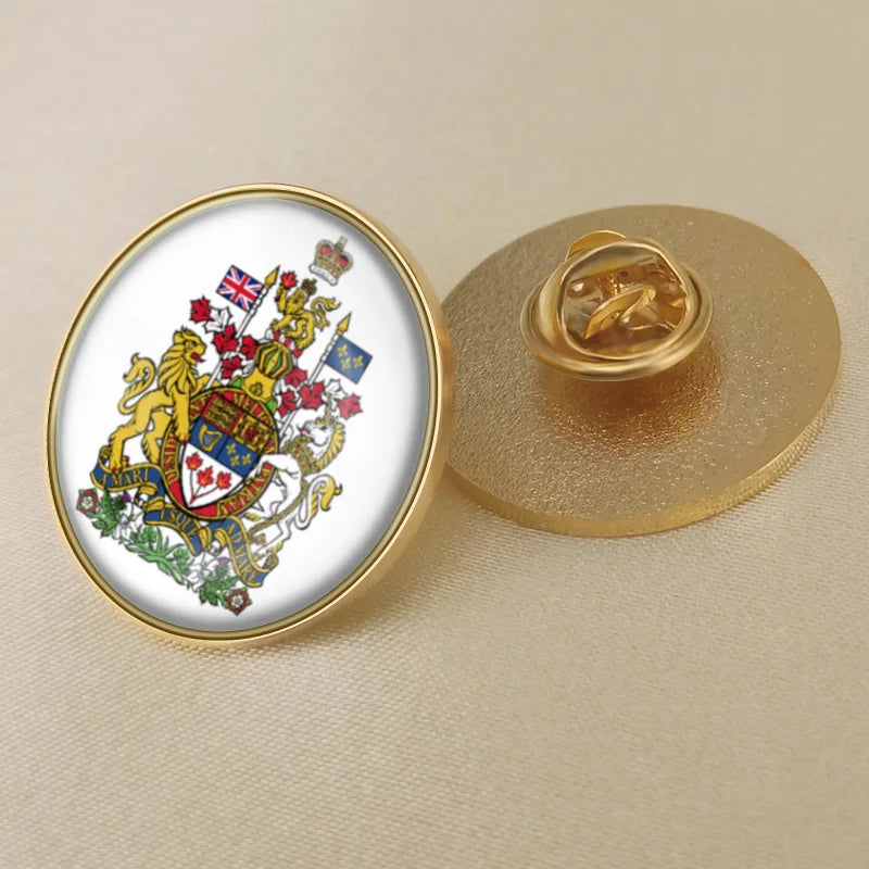 Canada Map Flag National Emblem Brooch - Lapel Pin Badge for Clothing & Official Use