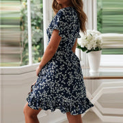 Mini Floral Print V-Neck Dress | OWNLUXE