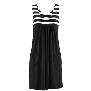 Casual Women's Striped Jersey Dress with Pockets