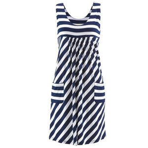 Casual Women's Striped Jersey Dress with Pockets