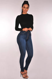 High-Waist Push-Up Jeans - Stretch Skinny Mom Jeans for Women