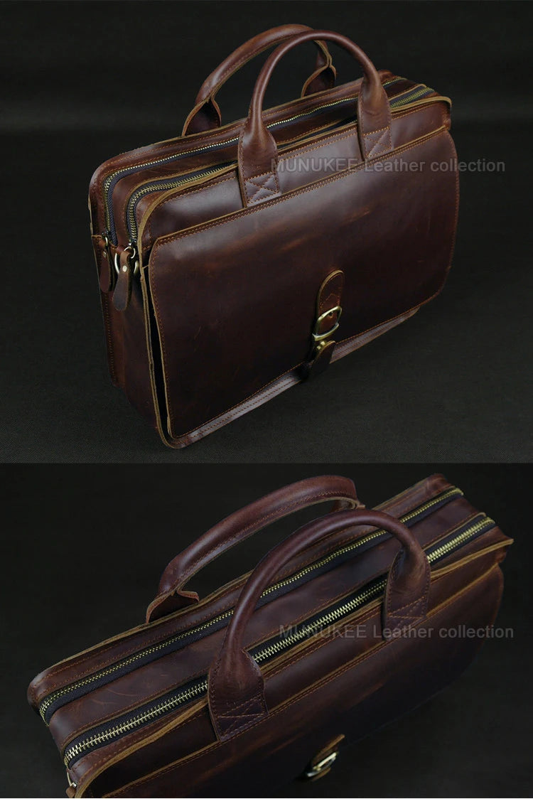 Genuine Cowhide Leather Men's Briefcase - 15" Laptop Business Bag | OWNLUXE