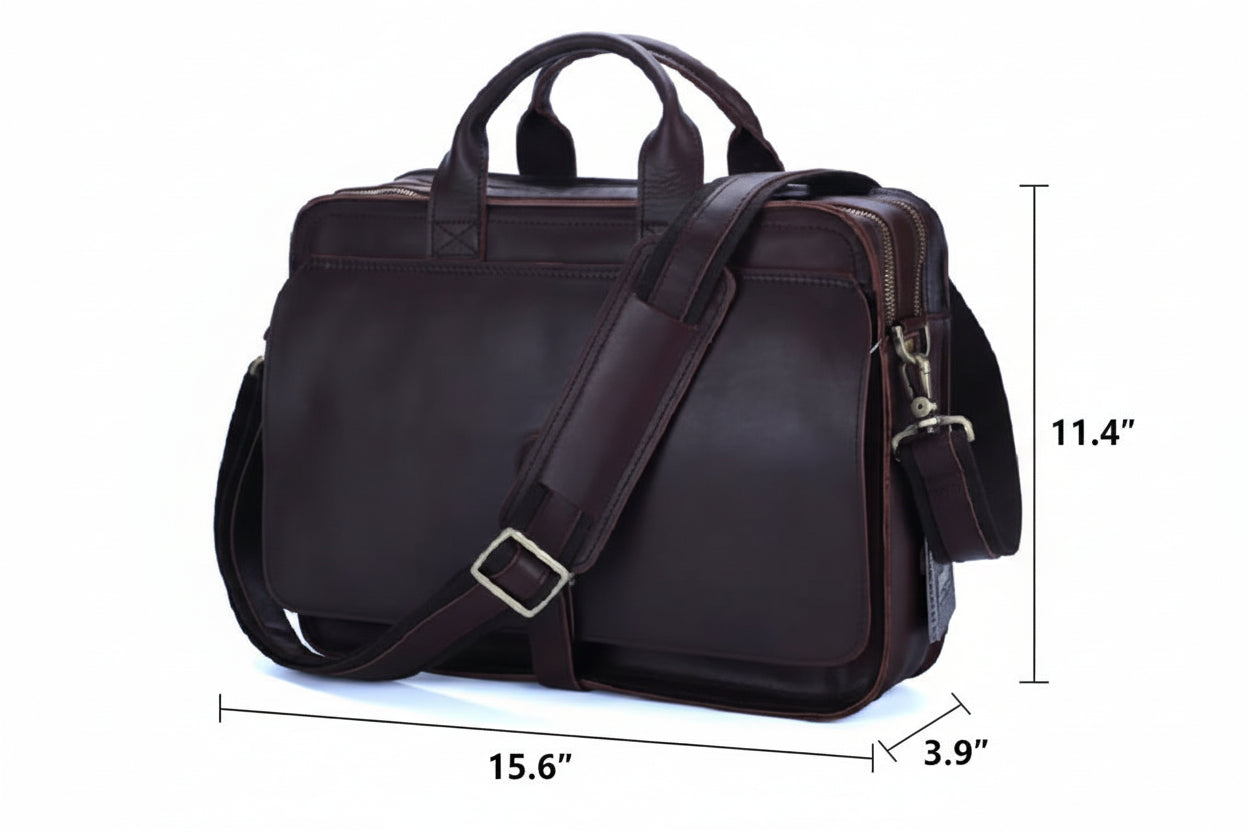 Genuine Cowhide Leather Men's Briefcase - 15" Laptop Business Bag | OWNLUXE
