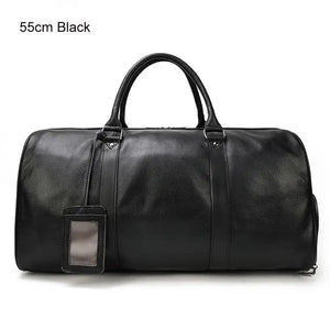 Vintage Leather Travel Duffle – 100% Cowhide | Sac de Voyage en Cuir Véritable