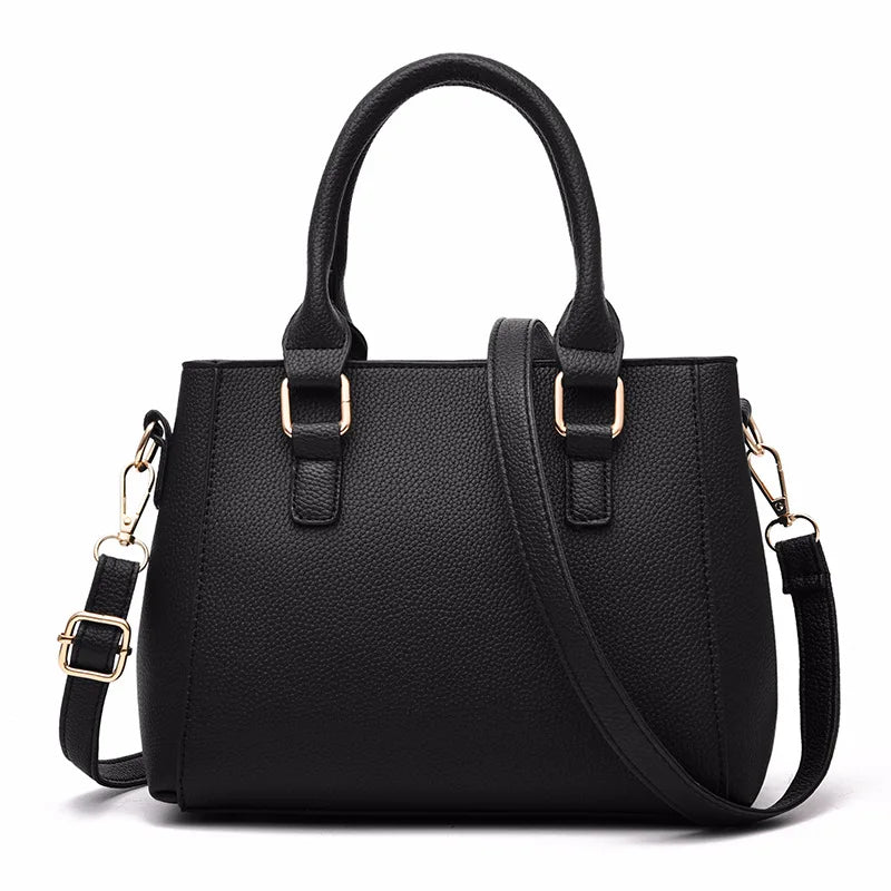 Embroidered Messenger Bag with Pom-Pom Detail - Soft PU Leather Crossbody Handbag